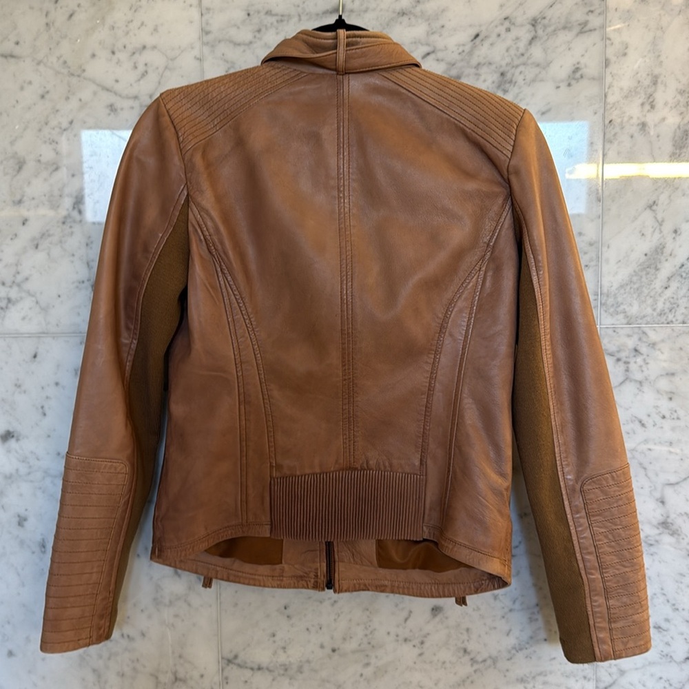 BERNARDO 100% soft LEATHER JACKET motorcycle moto  small - Picture 3 of 6
